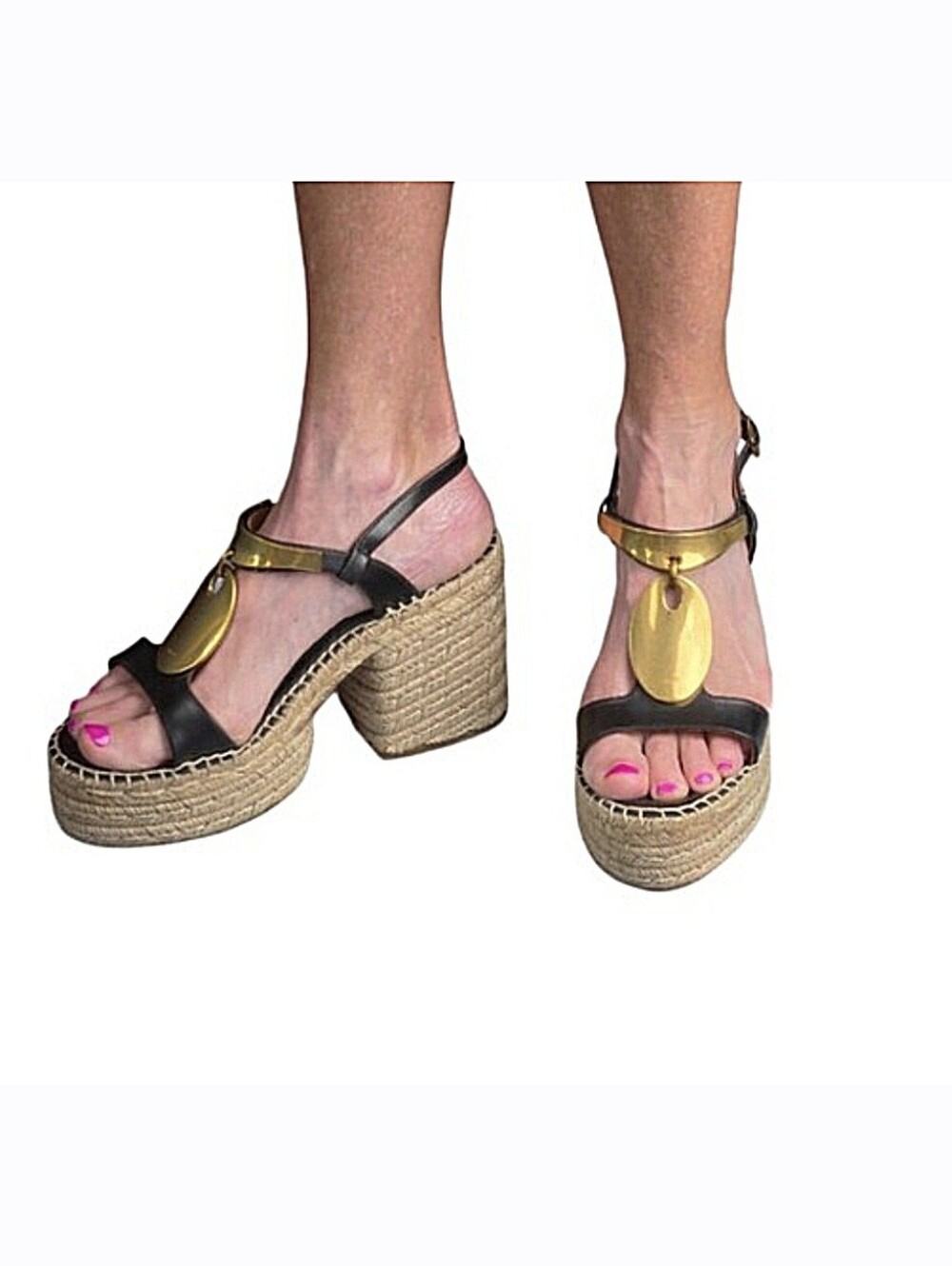 CHLOÉ Pema Leather Espadrille Platform Sandals